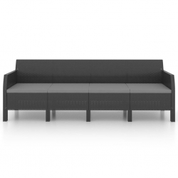 4-osobowa sofa ogrodowa z poduszkami, antracytowa, PP