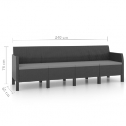 4-osobowa sofa ogrodowa z poduszkami, antracytowa, PP