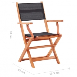 Składane krzesła ogrodowe 8 szt. czarne, eukaliptus i textilene