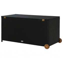 Skrzynia ogrodowa, czarna, 120x65x61 cm, rattan PE