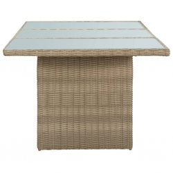 Stół ogrodowy, brązowy, 200x100x74 cm, szkło i rattan PE