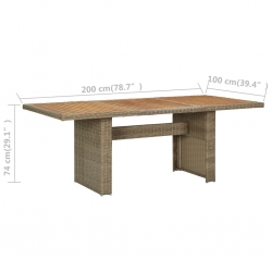 Stół ogrodowy, brązowy, 200x100x74 cm, rattan PE