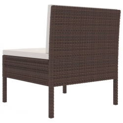Krzesła ogrodowe z poduszkami, 3 szt., polirattan, brązowe