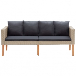 2-osobowa sofa ogrodowa z poduszkami, rattan PE, beż