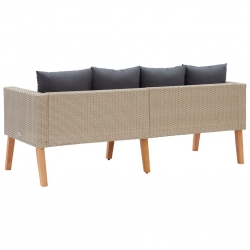 2-osobowa sofa ogrodowa z poduszkami, rattan PE, beż