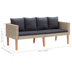 2-osobowa sofa ogrodowa z poduszkami, rattan PE, beż