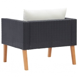 Pojedyncza sofa ogrodowa z poduszkami, rattan PE, czarny