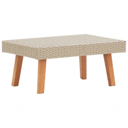 Stolik kawowy do ogrodu, rattan PE, beżowy