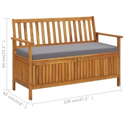 Ławka ogrodowa ze schowkiem, 120 cm, lite drewno akacjowe