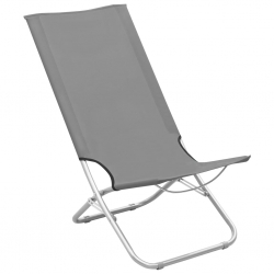 Składane krzesła plażowe, 2 szt., szare, obite tkaniną