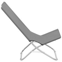 Składane krzesła plażowe, 2 szt., szare, obite tkaniną