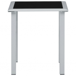 Leżaki ze stolikiem, 2 szt., aluminium, kremowe