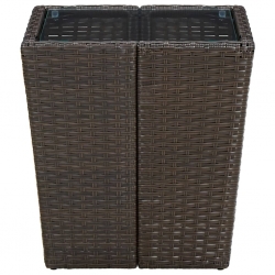 Stolik herbaciany, brązowy, 41,5x41,5x44 cm, rattan PE i szkło