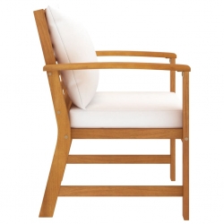 Krzesła ogrodowe, 2 szt., kremowe poduszki, drewno akacjowe