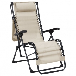Składane krzesło tarasowe, kremowe, tworzywo textilene