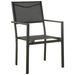 Krzesła ogrodowe, 2 szt., stal i textilene, czarno-antracytowe