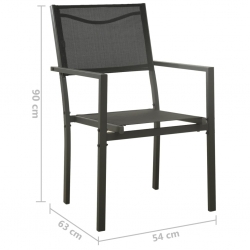 Krzesła ogrodowe, 4 szt., stal i textilene, czarno-antracytowe