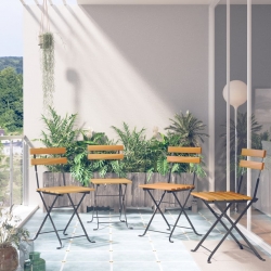 Składane krzesła bistro, 4 szt., lite drewno akacjowe