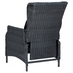 Rozkładane krzesło ogrodowe, poduszki, polirattan, ciemnoszare