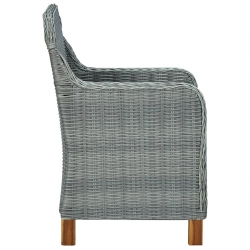Krzesła ogrodowe z poduszkami, 2 szt., polirattan, jasnoszare