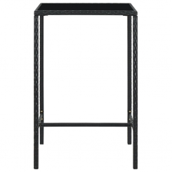 Ogrodowy stolik barowy, czarny, 70x70x110 cm, rattan PE i szkło