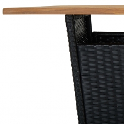 Stolik barowy, czarny, 80x80x110 cm, rattan PE i lita akacja
