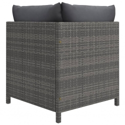 Narożna sofa modułowa z poduszką, szara, polirattan