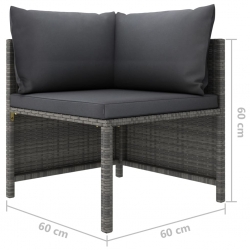 Narożna sofa modułowa z poduszką, szara, polirattan