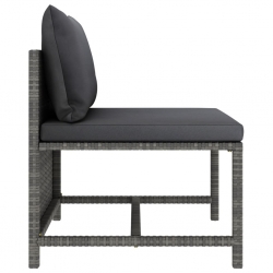 Środkowa sofa modułowa z poduszkami, polirattan, szara