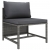 Środkowa sofa modułowa z poduszkami, polirattan, szara