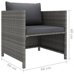 Sofa ogrodowa z poduszkami, szara, polirattanowa