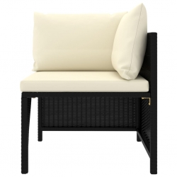 Narożna sofa modułowa z poduszką, polirattan, czarna