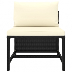 4-częściowa sofa ogrodowa, poduszki, rattan PE, czarna