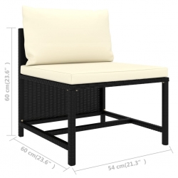 4-częściowa sofa ogrodowa, poduszki, rattan PE, czarna