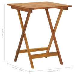 Składany stół ogrodowy, 60x60x75 cm, lite drewno akacjowe