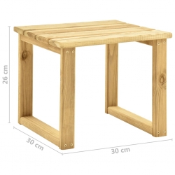 Leżak ze stolikiem, impregnowane na zielono drewno sosnowe
