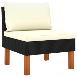 Sofa środkowa, polirattan i lite drewno eukaliptusowe
