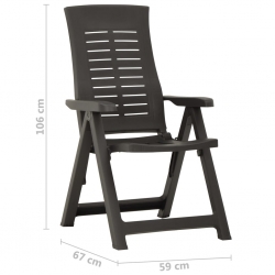 Rozkładane krzesła do ogrodu, 2 szt., plastikowe, antracytowe