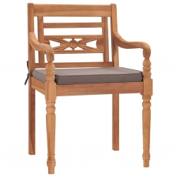 Krzesła Batavia z ciemnoszarymi poduszkami, 2 szt., tekowe