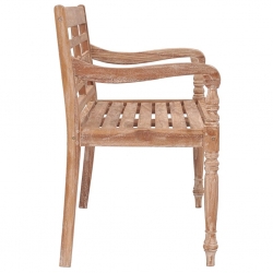 Ławka Batavia, 120 cm, bielone, lite drewno tekowe