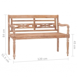 Ławka Batavia, 120 cm, bielone, lite drewno tekowe