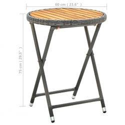 Stolik herbaciany, szary, 60 cm, rattan PE i drewno akacjowe