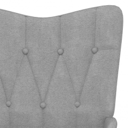 Fotel bujany z podnóżkiem, jasnoszary, obity tkaniną