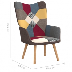 Fotel z podnóżkiem, patchwork, obity tkaniną