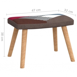 Fotel z podnóżkiem, patchwork, obity tkaniną