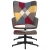 Fotel z podnóżkiem, patchwork, obity tkaniną