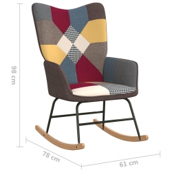 Fotel bujany, patchwork, tapicerowany tkaniną