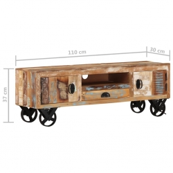 Szafka pod TV na kółkach, 110x30x37 cm, lite drewno z odzysku