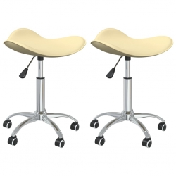 Obrotowe krzesła stołowe, 2 szt., kremowe, sztuczna skóra