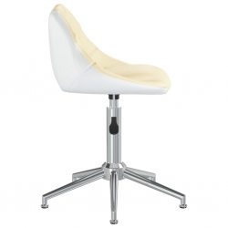 Obrotowe krzesła stołowe, 2 szt., kremowo-białe, ekoskóra